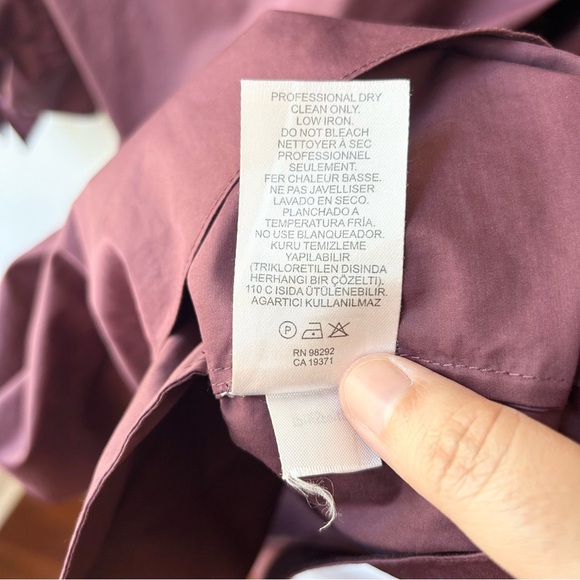 Tibi off shoulder plum tie sleeve chambray cotton mini dress - Picture 12 of 13